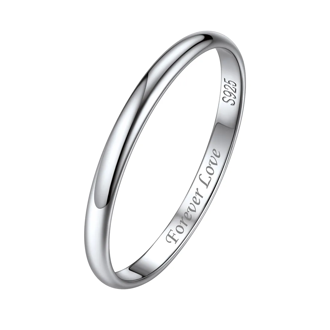 Bague en Argent Sterling Personnalisée pour Couple Argenté