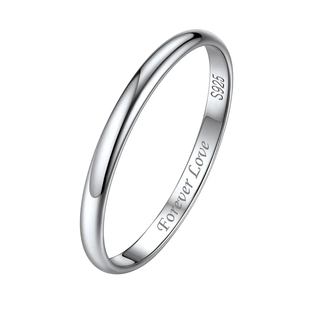 Bague en Argent Sterling Personnalisée pour Couple Argenté