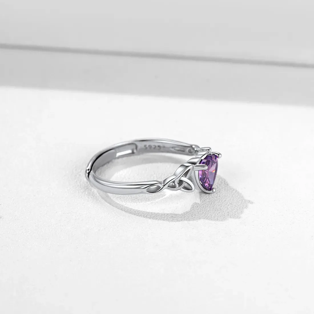 Bague Cœur en Argent Sterling avec Pierre de Naissance 