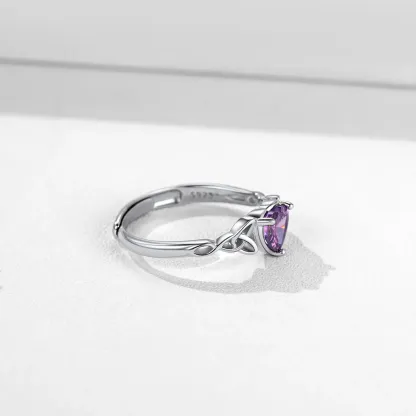 Bague Cœur en Argent Sterling avec Pierre de Naissance 