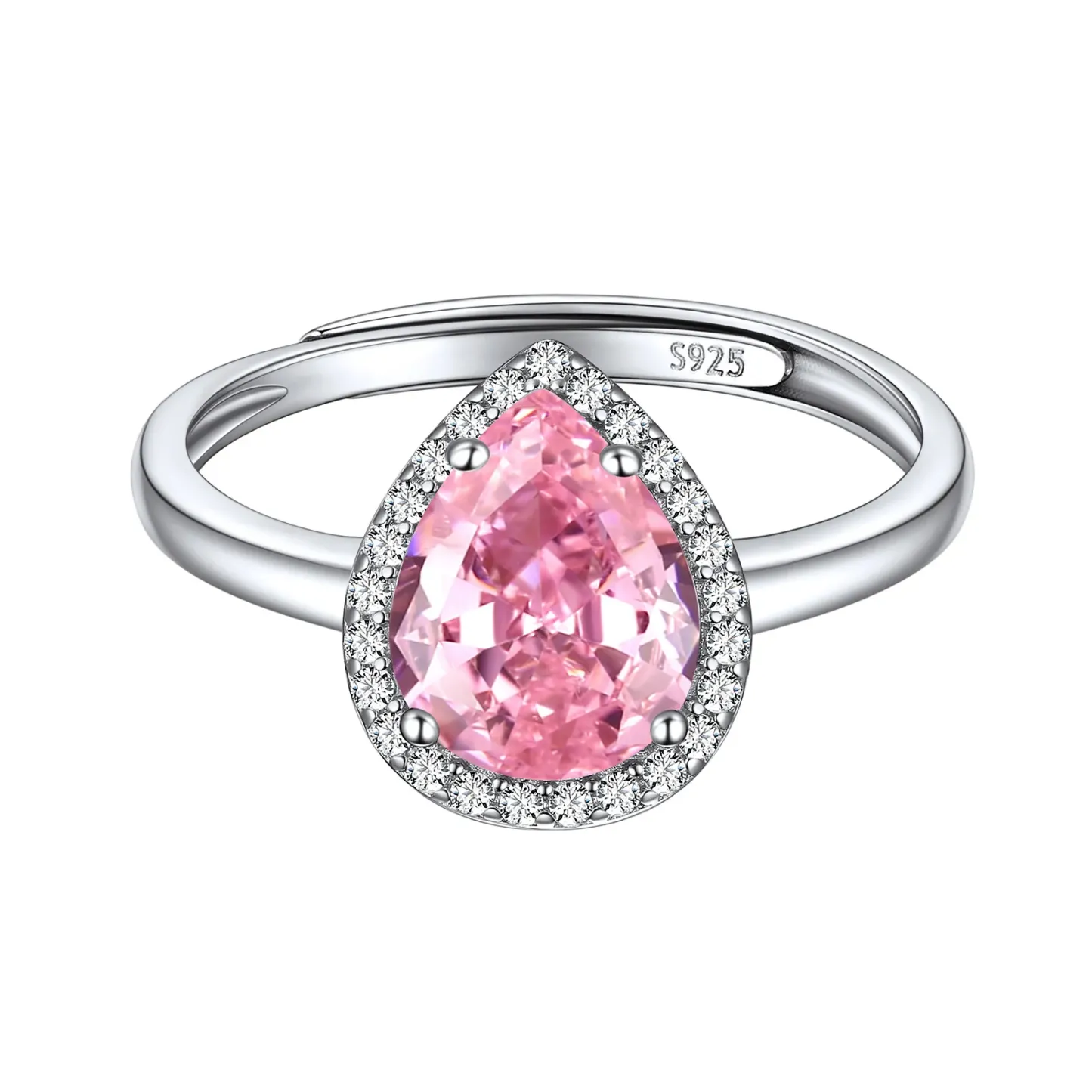 Bague Promesse en Argent Sterling avec Pierre de Naissance Octobre-Tourmaline