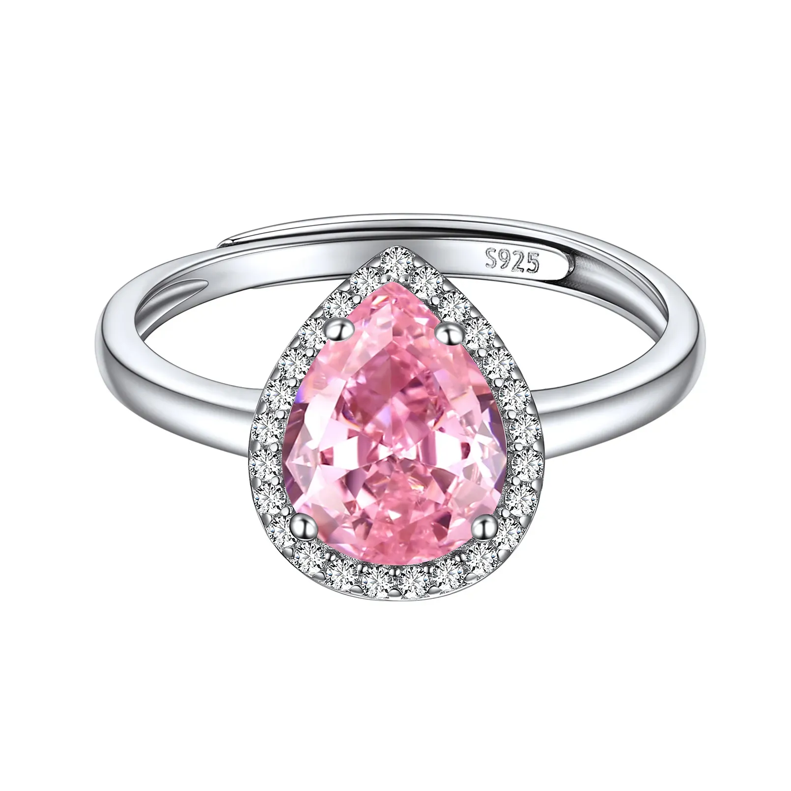 Bague Promesse en Argent Sterling avec Pierre de Naissance Octobre-Tourmaline