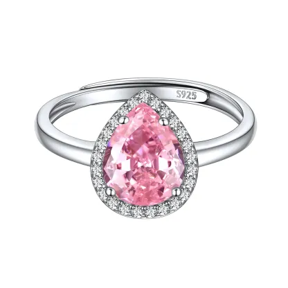 Bague Promesse en Argent Sterling avec Pierre de Naissance Octobre-Tourmaline