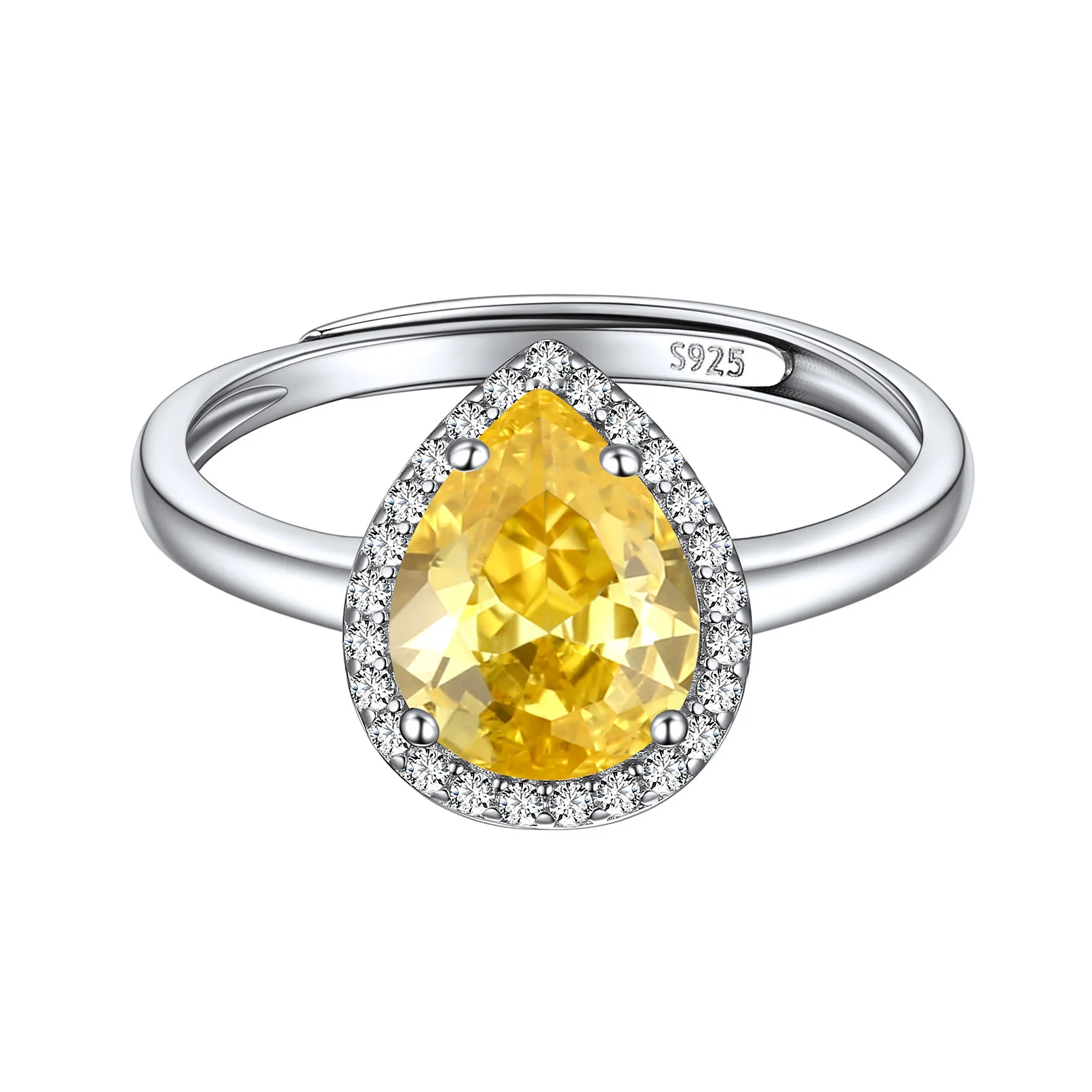 Bague Promesse en Argent Sterling avec Pierre de Naissance Novembre-Topaze