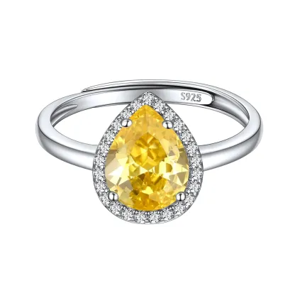 Bague Promesse en Argent Sterling avec Pierre de Naissance Novembre-Topaze