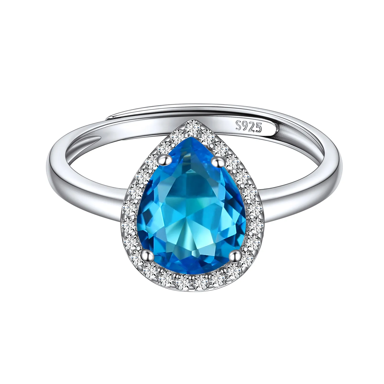 Bague Promesse en Argent Sterling avec Pierre de Naissance Décembre-Tanzanite