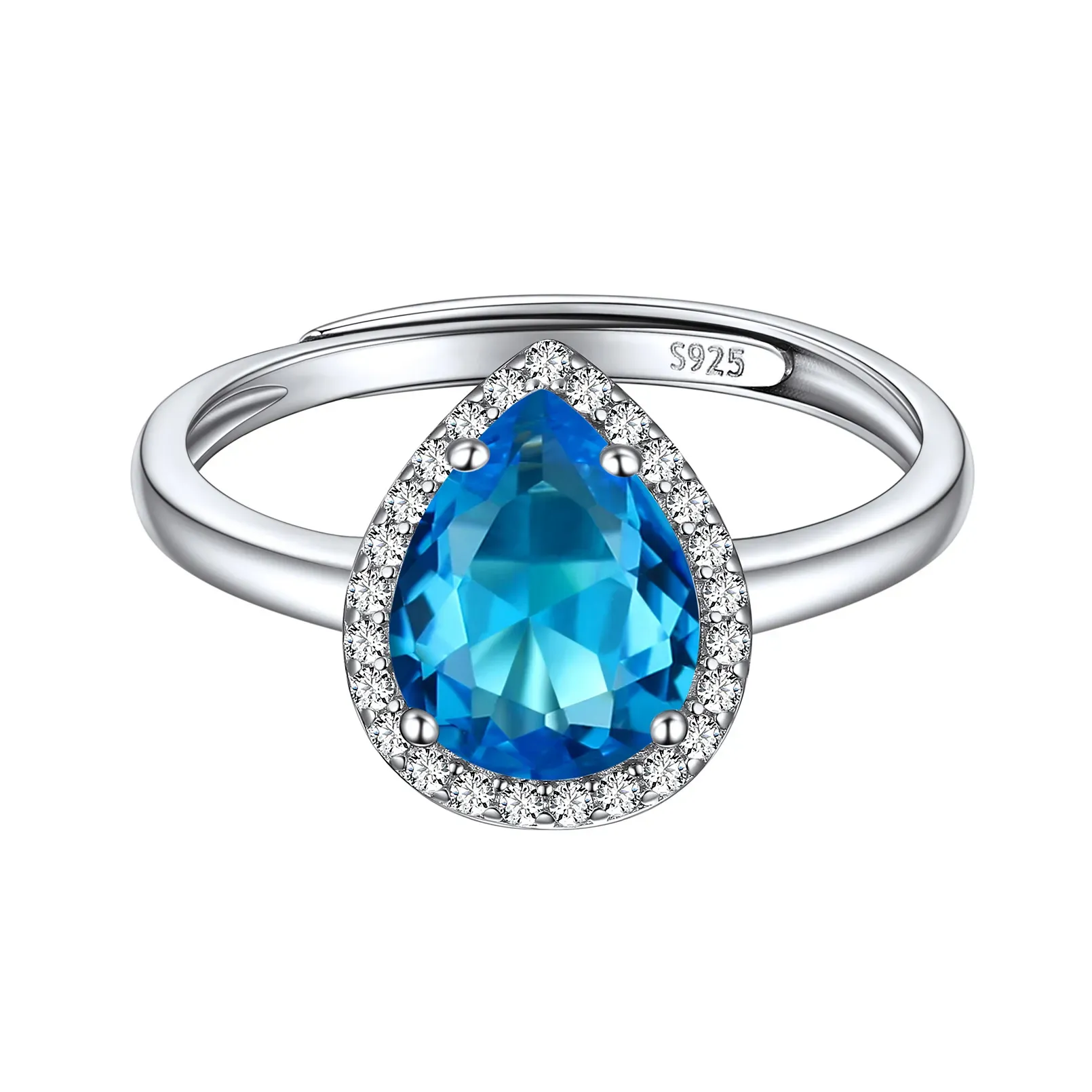 Bague Promesse en Argent Sterling avec Pierre de Naissance Décembre-Tanzanite