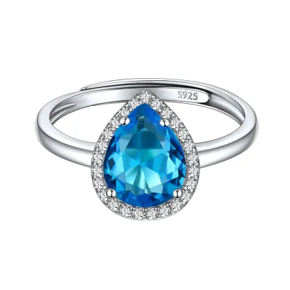 Bague Promesse en Argent Sterling avec Pierre de Naissance Décembre-Tanzanite