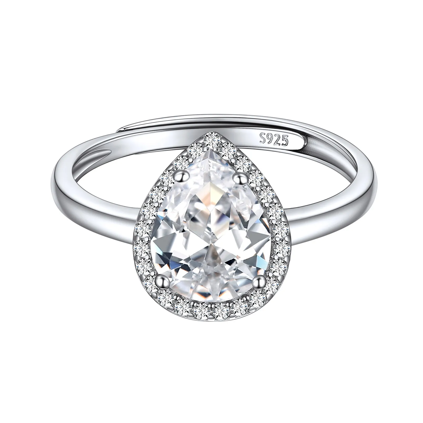 Bague Promesse en Argent Sterling avec Pierre de Naissance Avril-Diament