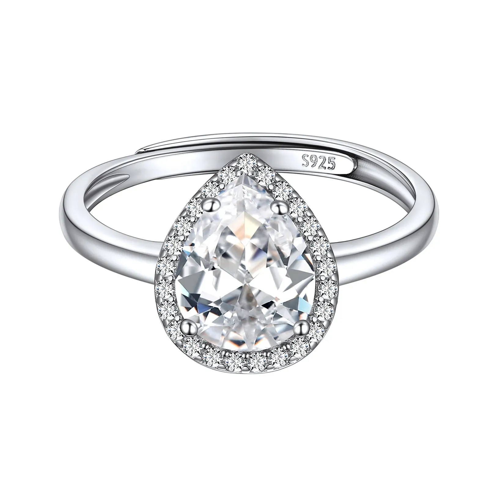 Bague Promesse en Argent Sterling avec Pierre de Naissance Avril-Diament