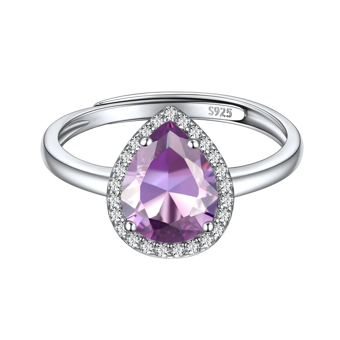 Bague Promesse en Argent Sterling avec Pierre de Naissance Juin-Alexandrite