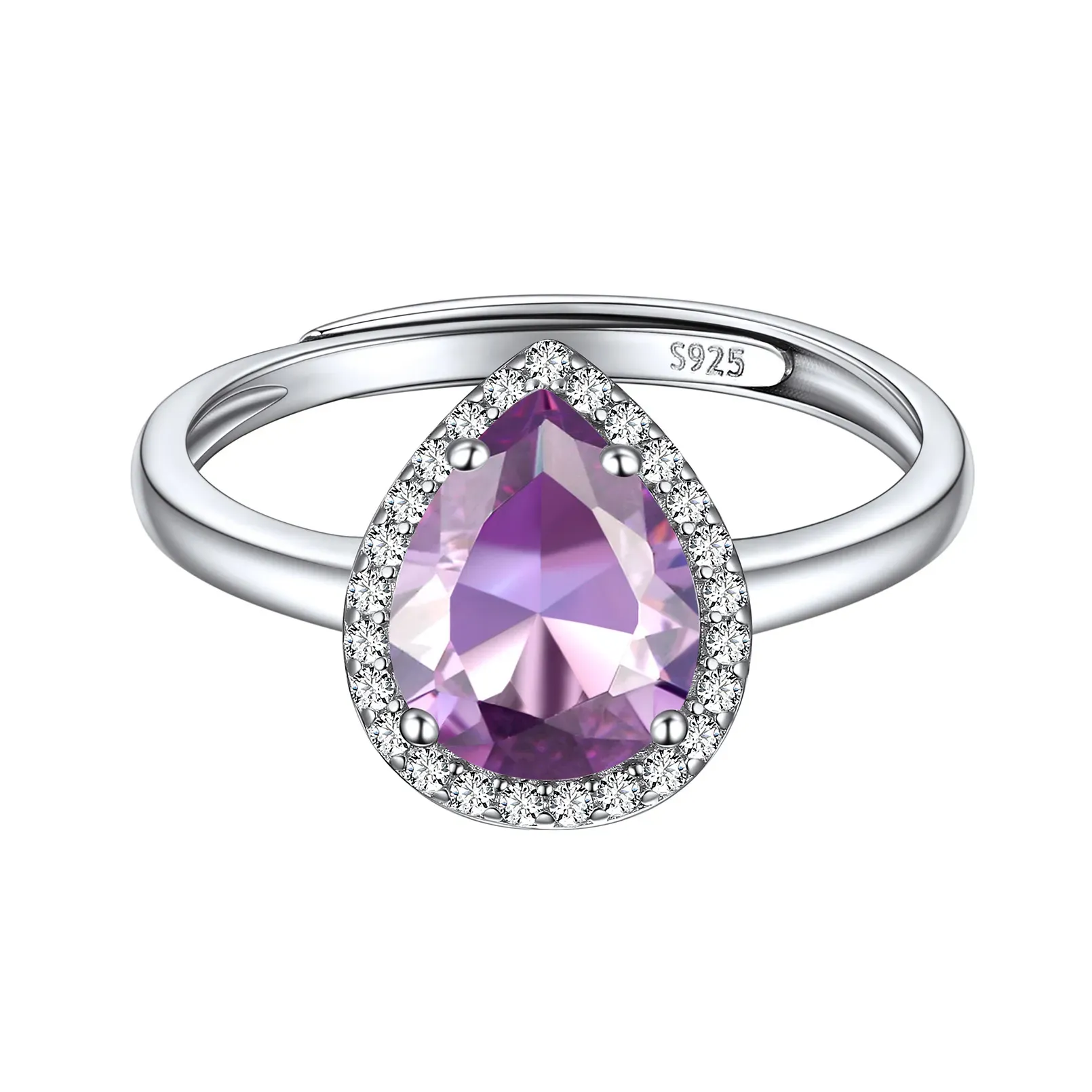 Bague Promesse en Argent Sterling avec Pierre de Naissance Juin-Alexandrite