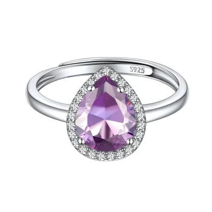 Bague Promesse en Argent Sterling avec Pierre de Naissance Juin-Alexandrite