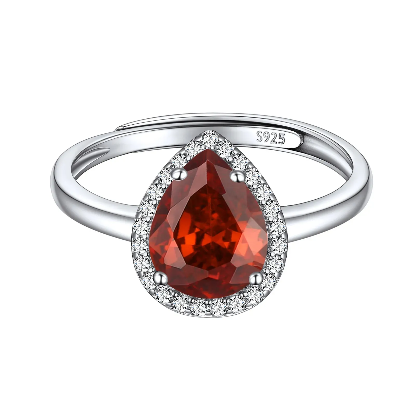 Bague Promesse en Argent Sterling avec Pierre de Naissance Juillet-Rubis