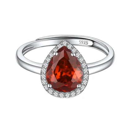 Bague Promesse en Argent Sterling avec Pierre de Naissance Juillet-Rubis