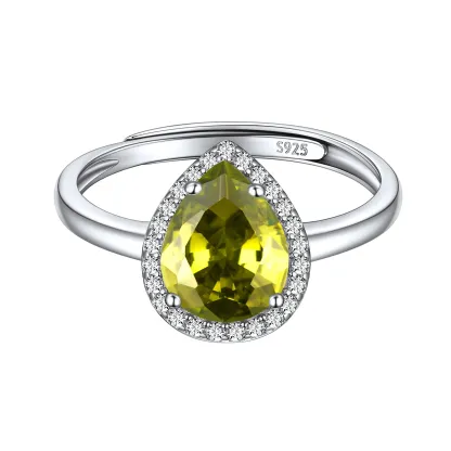 Bague Promesse en Argent Sterling avec Pierre de Naissance Août-Péridot