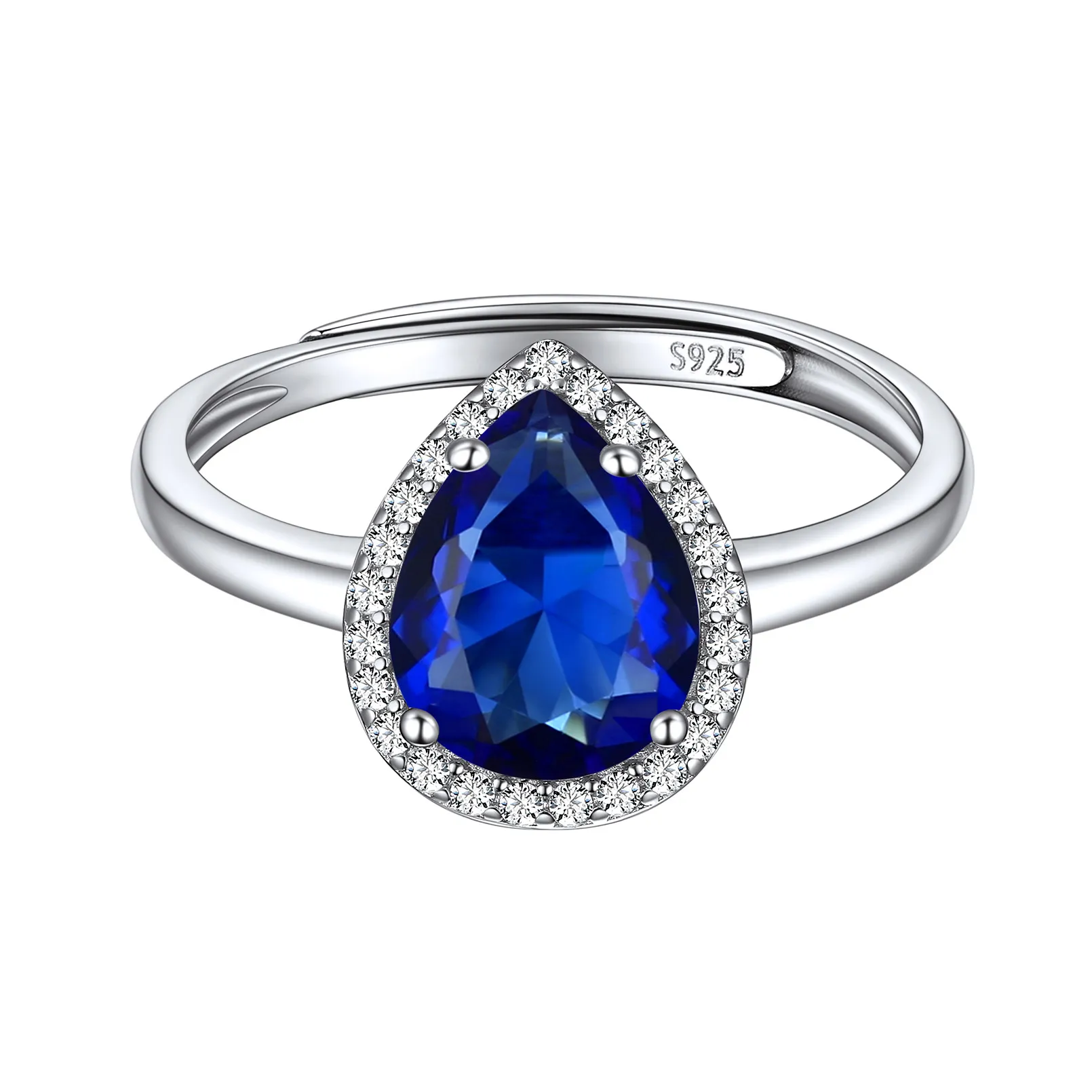 Bague Promesse en Argent Sterling avec Pierre de Naissance Septembre-Saphir