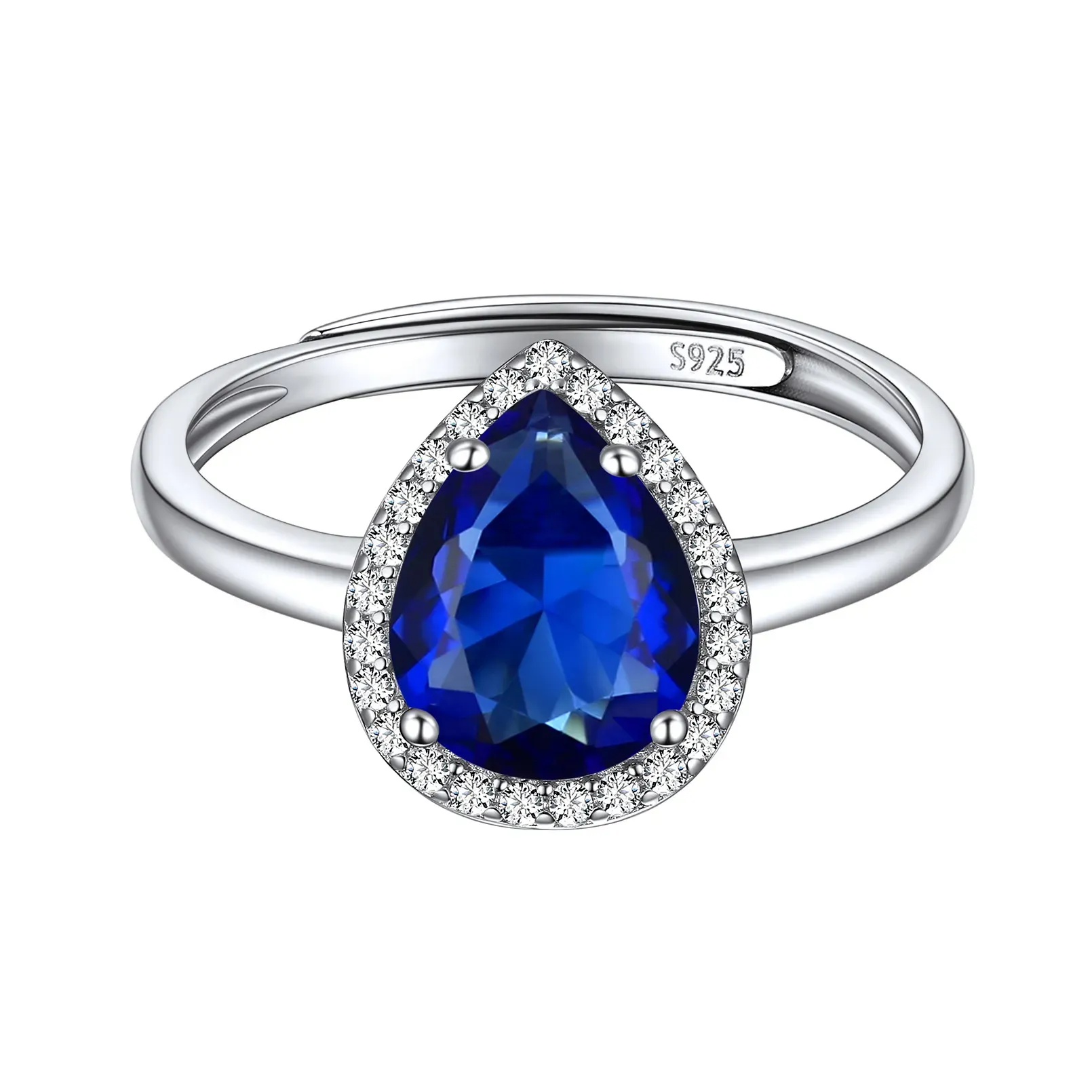 Bague Promesse en Argent Sterling avec Pierre de Naissance Septembre-Saphir