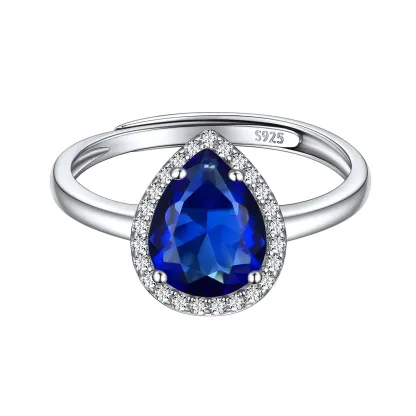 Bague Promesse en Argent Sterling avec Pierre de Naissance Septembre-Saphir