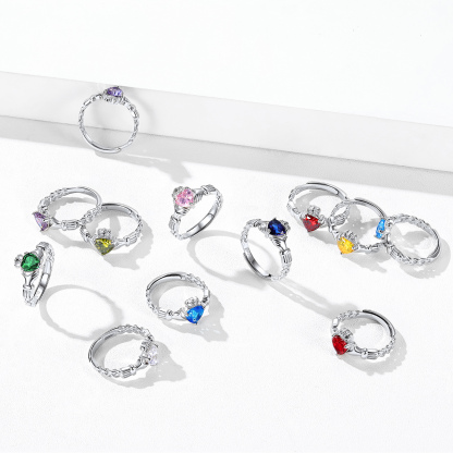 Bague Claddagh Cœur Ajustable avec Pierre de Naissance Collection
