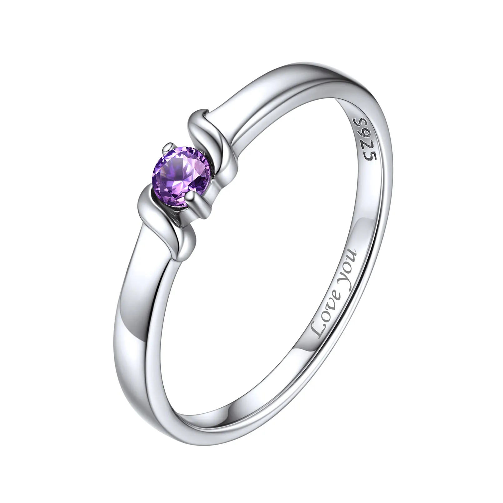 Bague en Argent Sterling Personnalisée avec Pierres de Naissance 1 Pierre