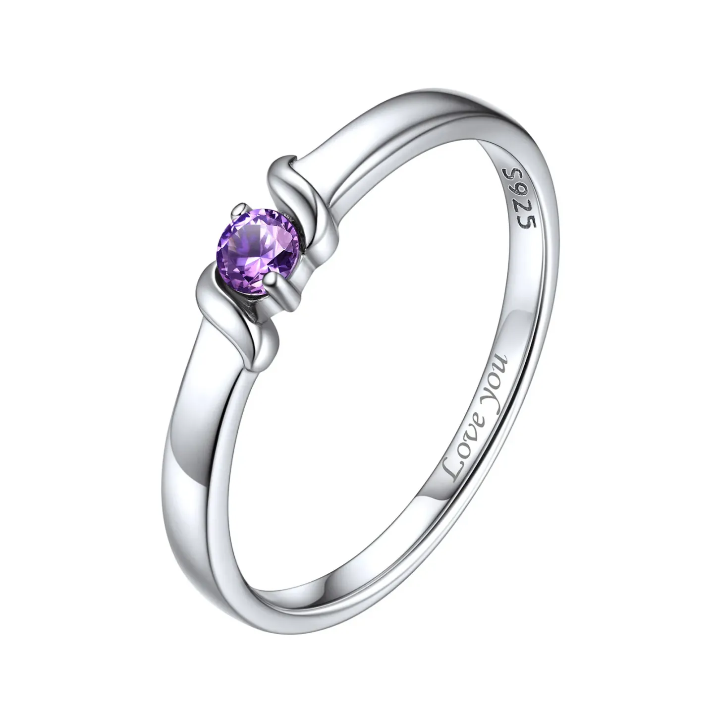 Bague en Argent Sterling Personnalisée avec Pierres de Naissance 1 Pierre