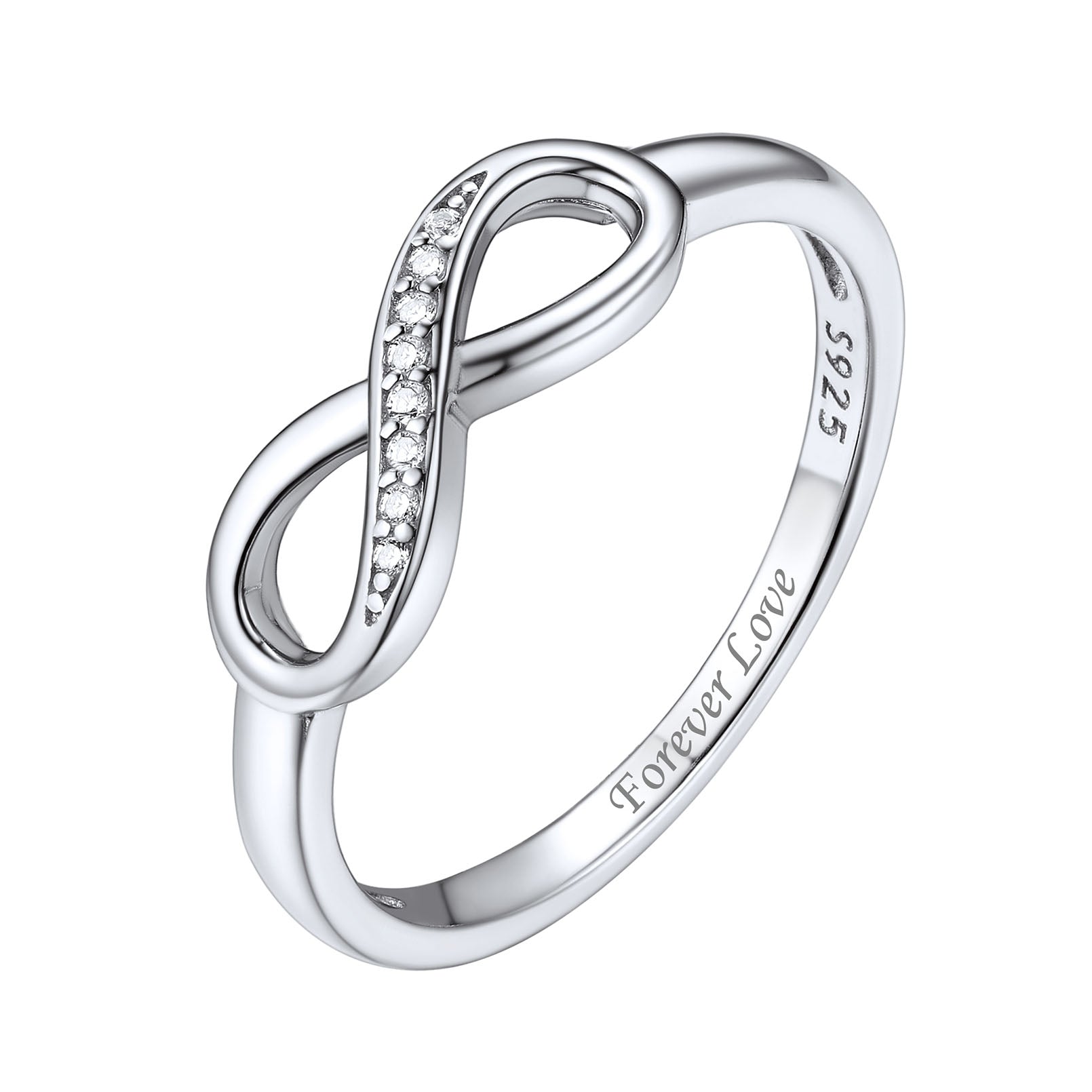 Bague Infini en Argent Sterling Personnalisée pour Femme Argenté