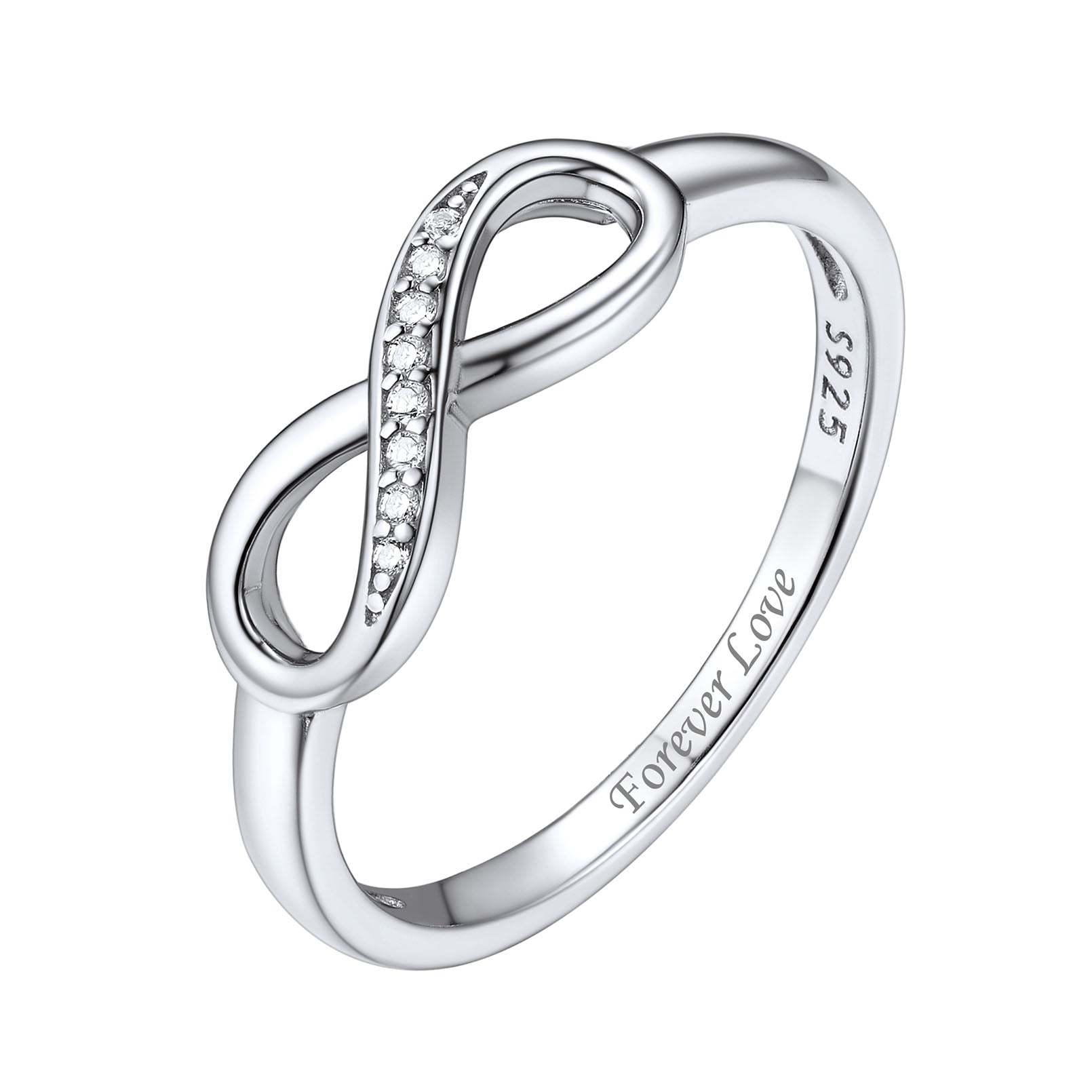Bague Infini en Argent Sterling Personnalisée pour Femme Argenté