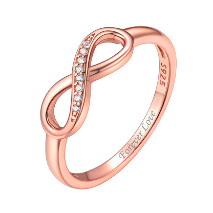 Bague Infini en Argent Sterling Personnalisée pour Femme Or Rose