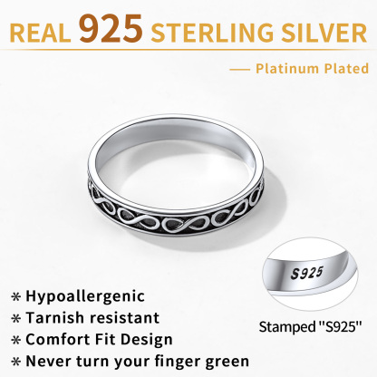 Bague Infini en Argent Sterling 925 Alliance Éternité Détail