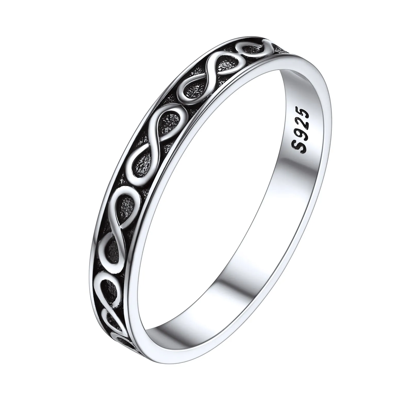 Bague Infini en Argent Sterling 925 Alliance Éternité pour Femme Argenté