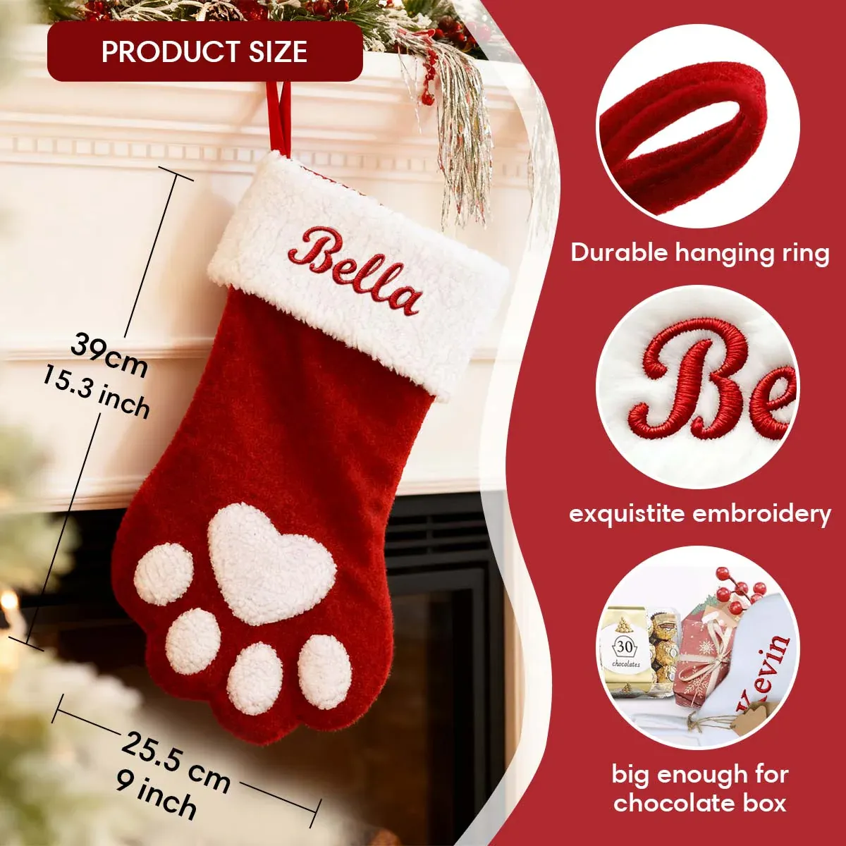 Chaussettes de Noël Personnalisée Taille