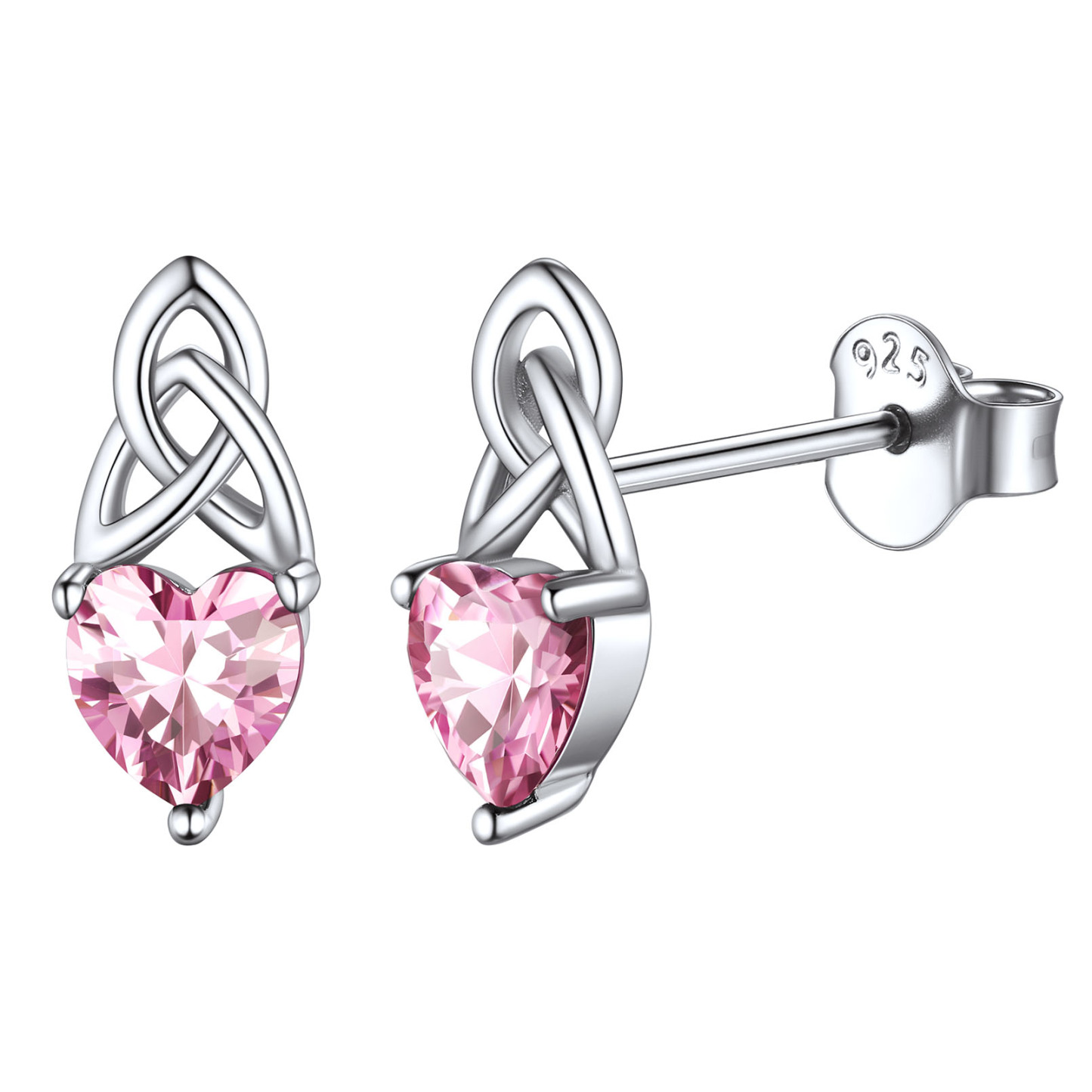 Clous d’Oreilles Nœud Celtique avec Pierre de Naissance en Argent 925 Octobre