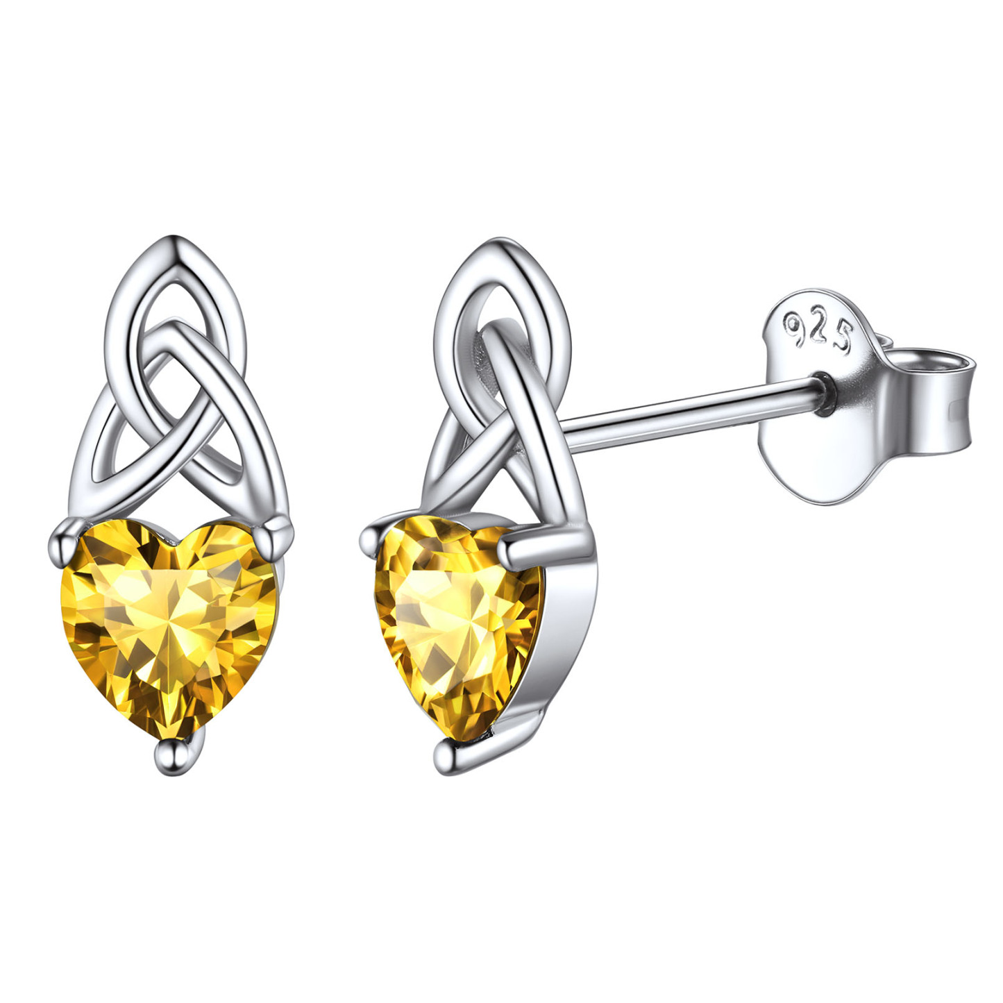 Clous d’Oreilles Nœud Celtique avec Pierre de Naissance en Argent 925 Novembre