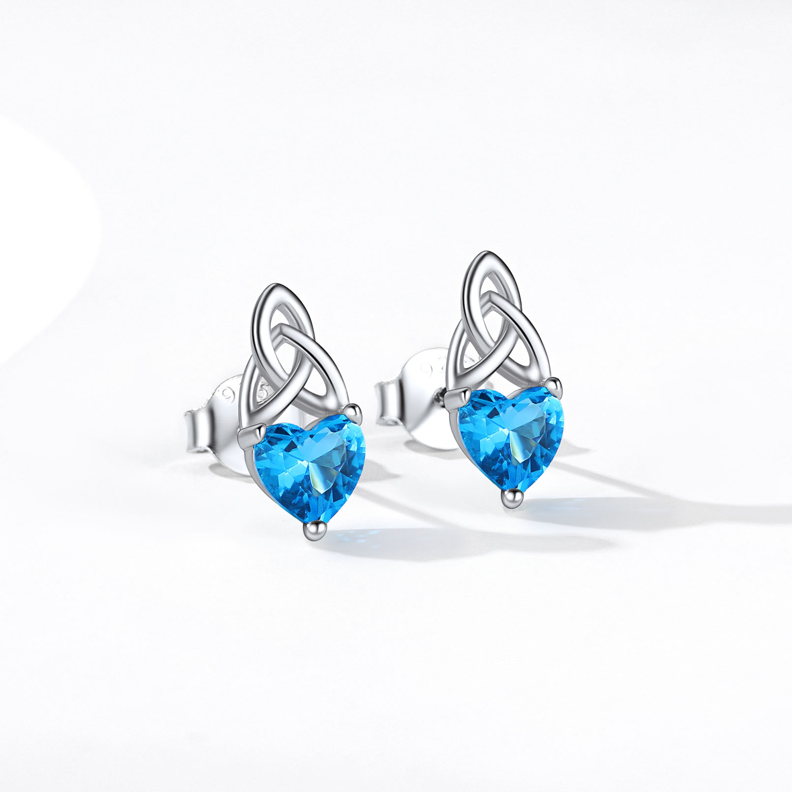 Clous d’Oreilles Nœud Celtique avec Pierre de Naissance en Argent 925 pour maman