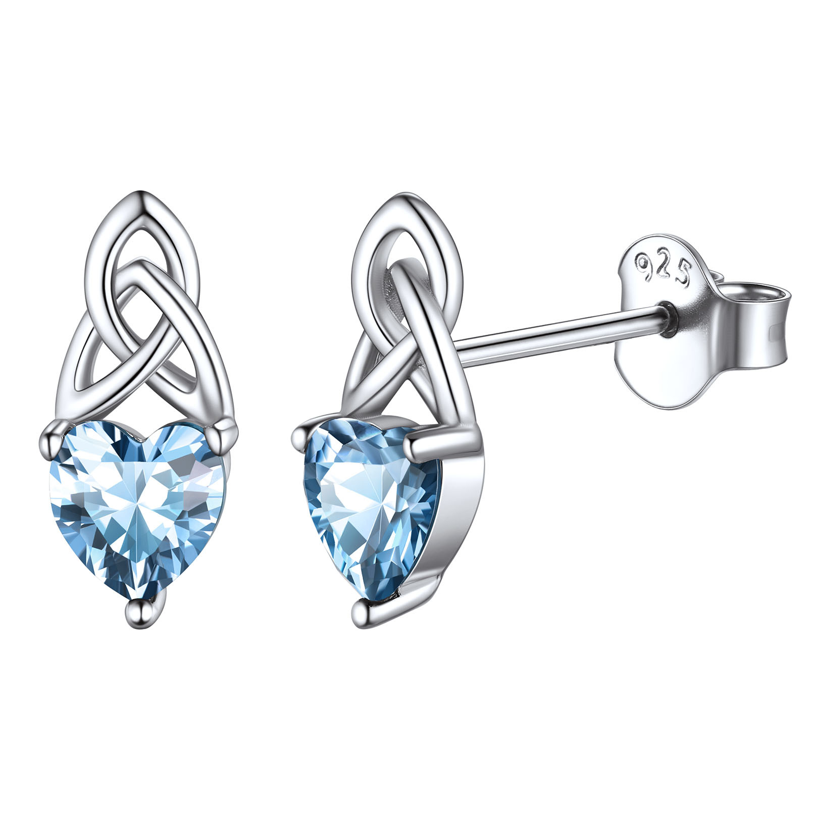 Clous d’Oreilles Nœud Celtique avec Pierre de Naissance en Argent 925 Mars