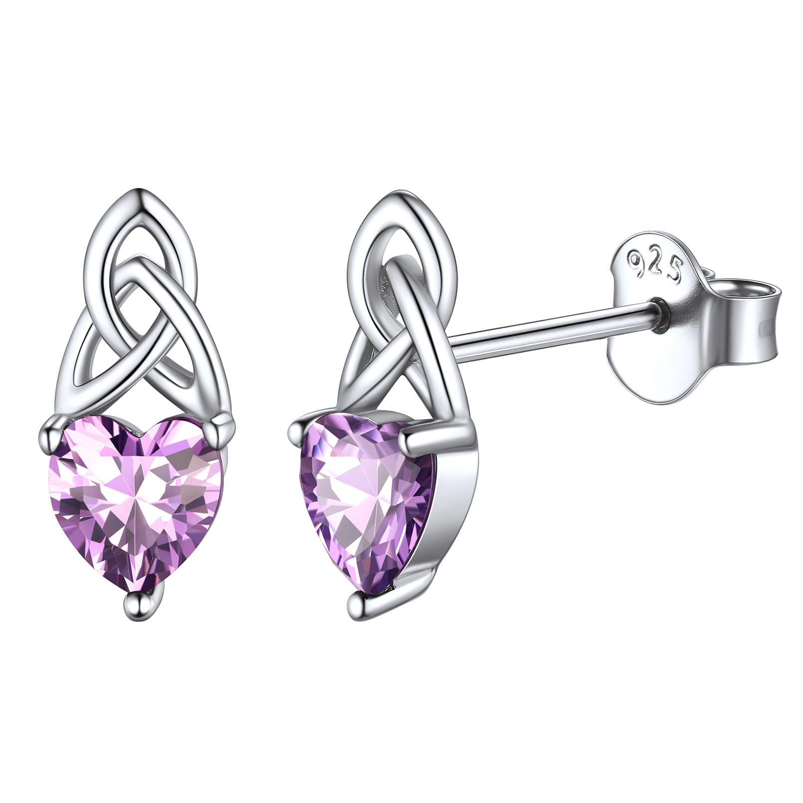 Clous d’Oreilles Nœud Celtique avec Pierre de Naissance en Argent 925 Juin