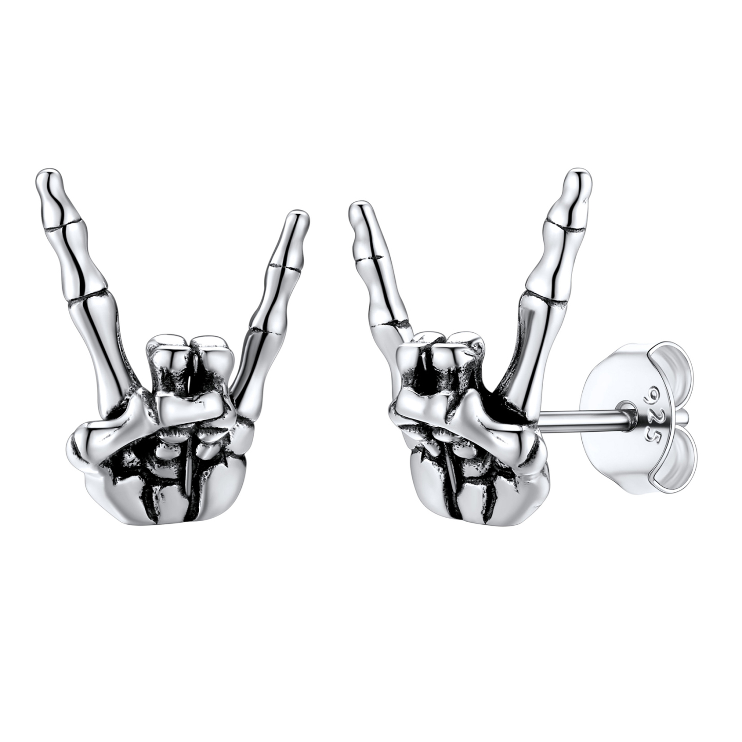 Clous d'Oreilles Crâne Main Punk pour Homme 