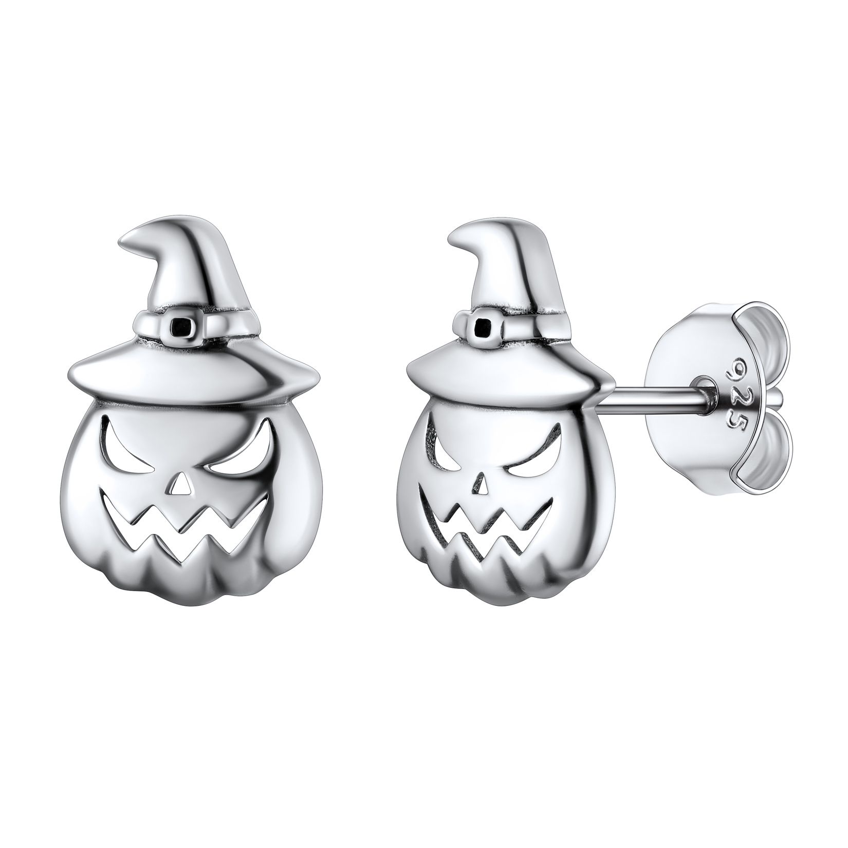 Clous d'Oreilles Jack Skellington Citrouille en Argent 925
