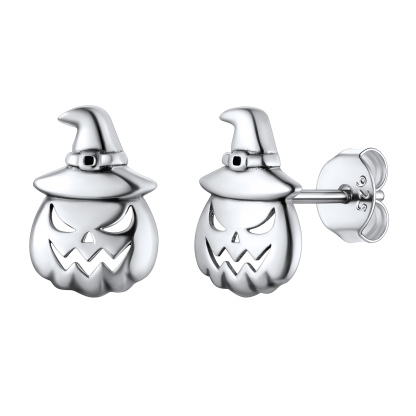 Clous d'Oreilles Jack Skellington Citrouille en Argent 925