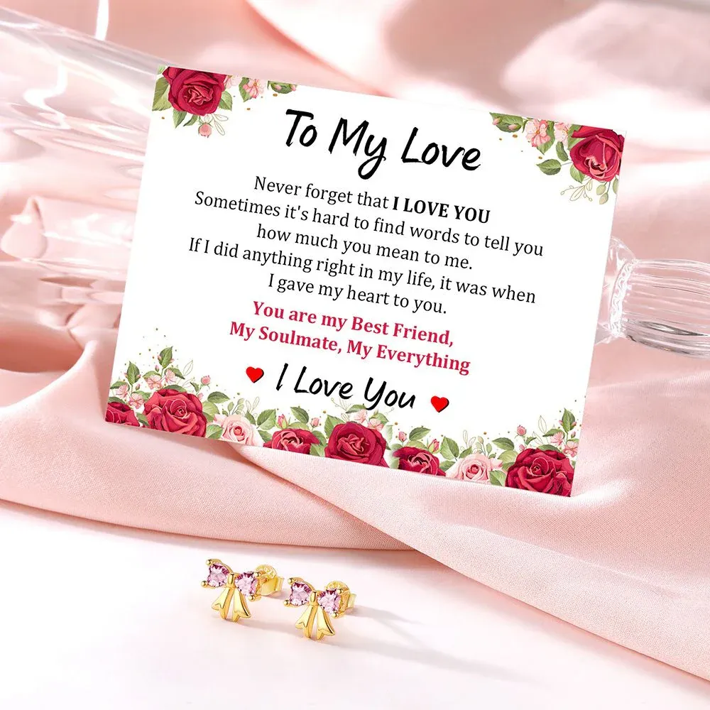 Clous d’oreilles Argent 925 Nœud avec carte