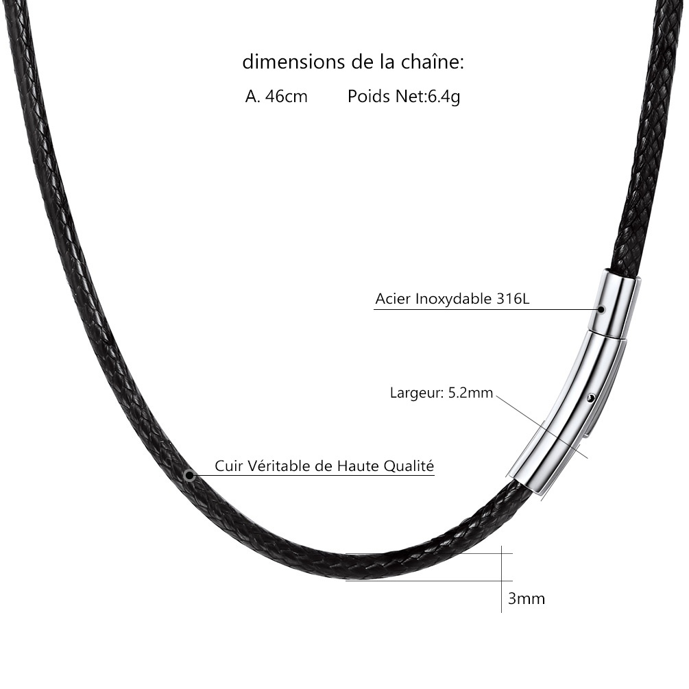 Collier en acier inoxydable taille