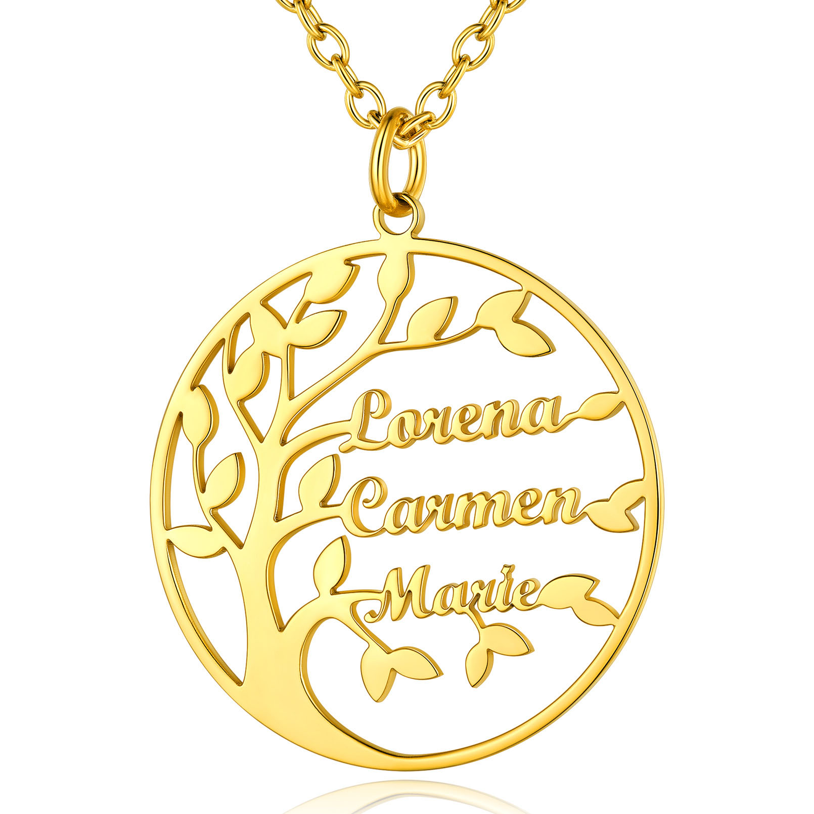 Collier Arbre de Vie Famille Personnalisé Acier Inoxydable avec Prénoms