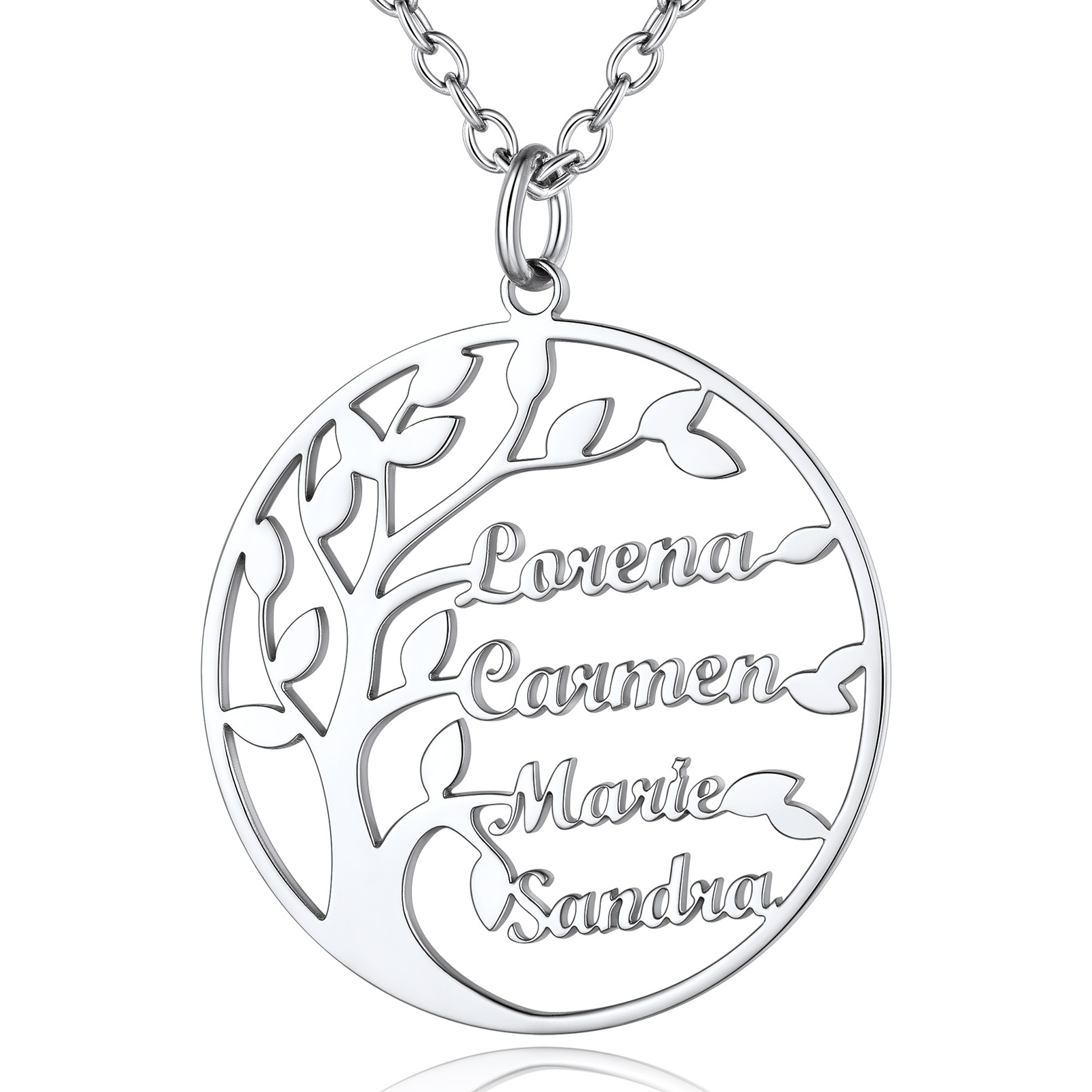 Collier Arbre de Vie Famille Personnalisé Acier Inoxydable avec Prénoms