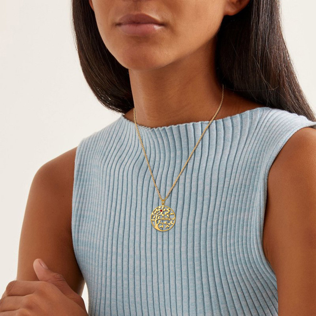 Collier Arbre de Vie Personnalisé avec Pierres de Naissance Modèle