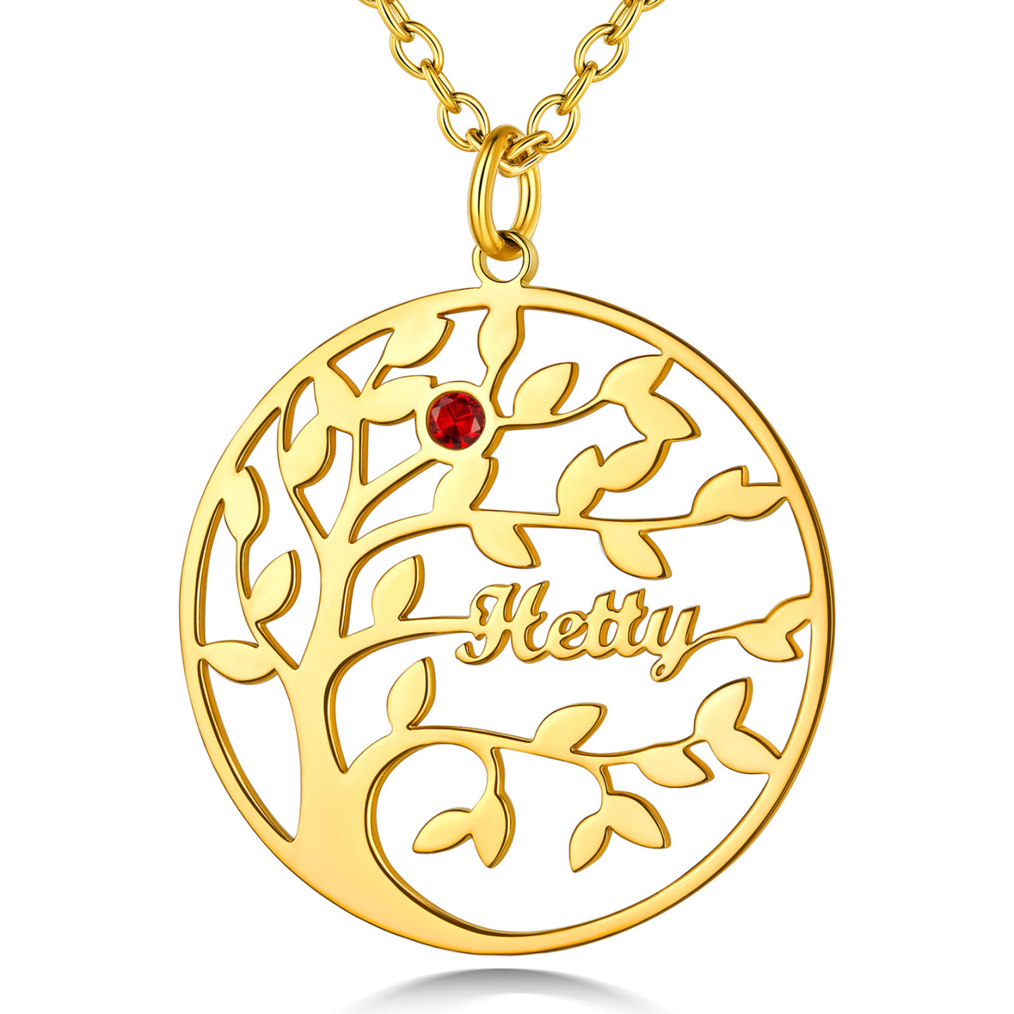 Collier Arbre de Vie Personnalisé avec Pierres de Naissance et Noms Or