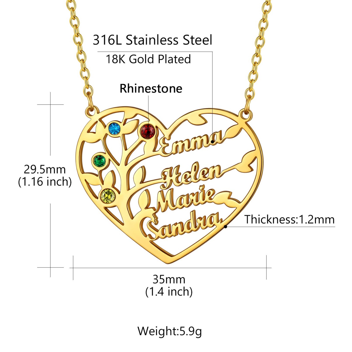 Collier Arbre de Vie Personnalisé avec Prénoms Gravés