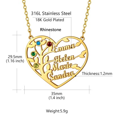 Collier Arbre de Vie Personnalisé avec Prénoms Gravés