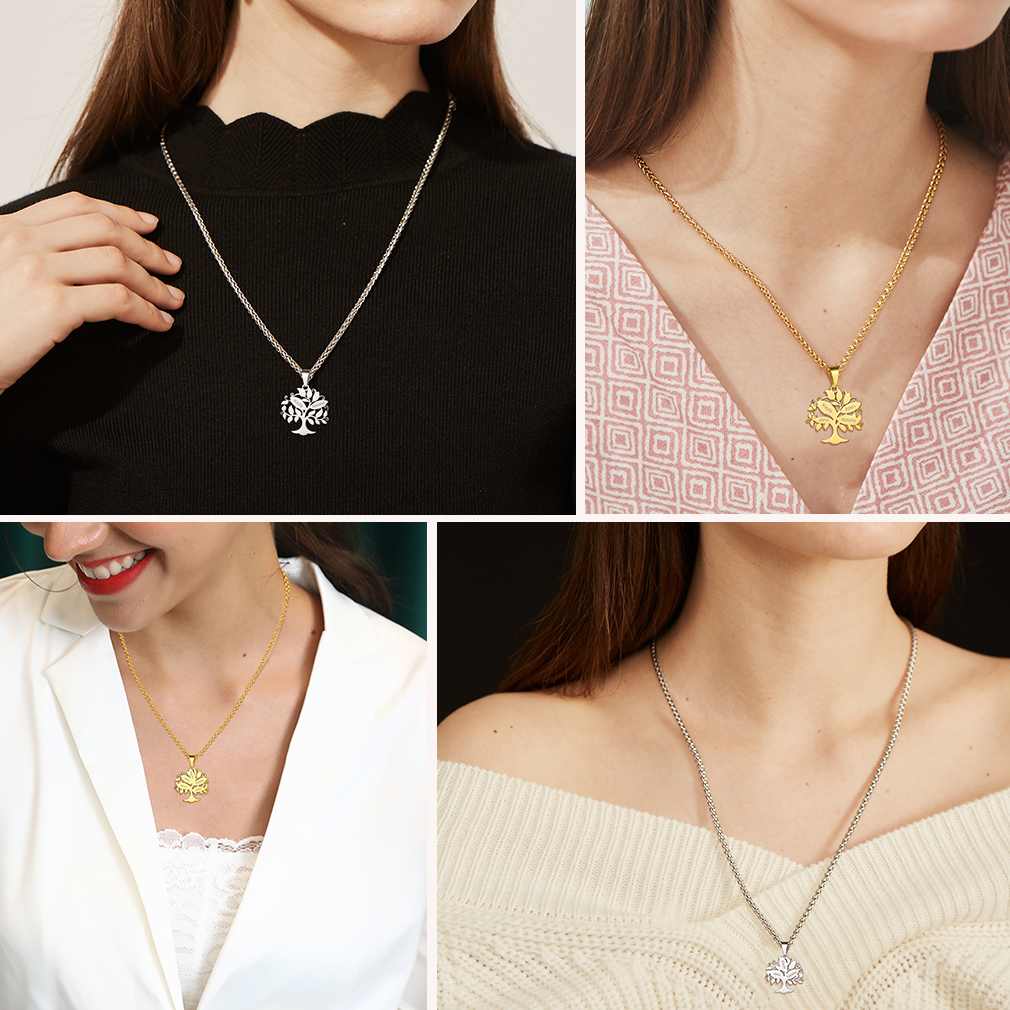 Collier Arbre de Vie Personnalisé avec Prénoms Gravés pour femme