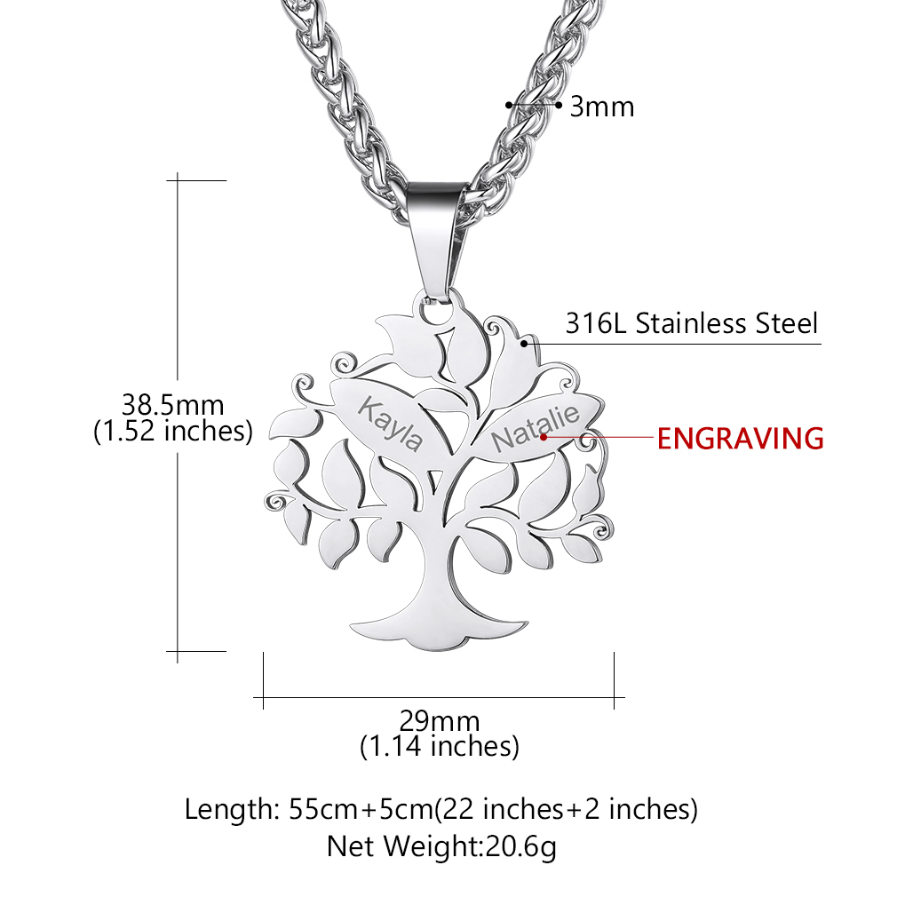 Collier Arbre de Vie Personnalisabe avec Prénoms Gravés